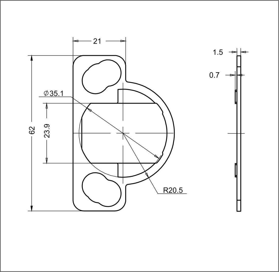 Проставка под чашку петли DTC 1,5 мм 45/48 (JB15)