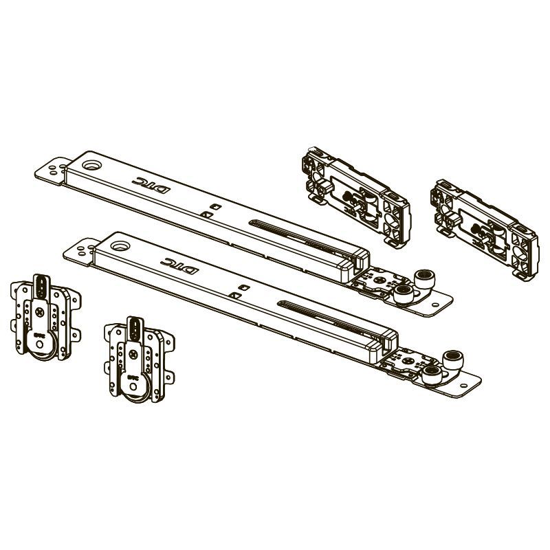 Комплект DTC TRACK-PRO CS для дерев. дверей (2 накл.ролика+2 доводчика) W>700мм 15-30кг (0CS005B)
